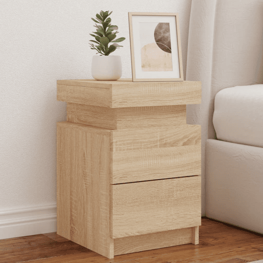 vidaXL Mesa de cabeceira com luzes LED 35x39x55 cm carvalho sonoma vidaXL Mesa de cabeceira com luzes LED 35x39x55 cm carvalho sonoma