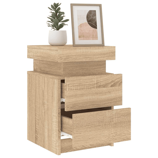 vidaXL Mesa de cabeceira com luzes LED 35x39x55 cm carvalho sonoma vidaXL Mesa de cabeceira com luzes LED 35x39x55 cm carvalho sonoma