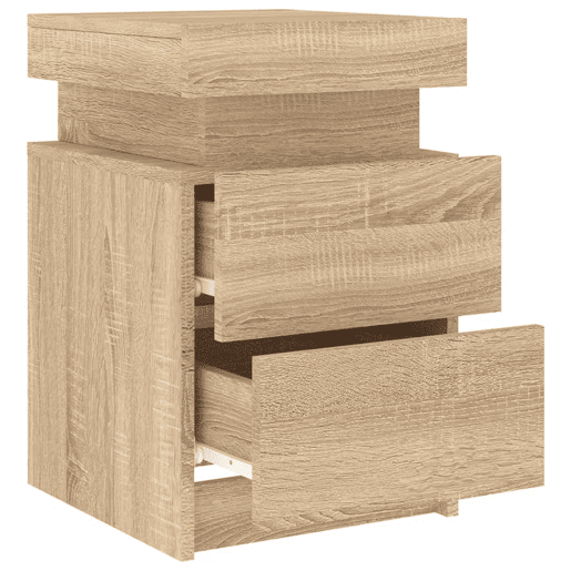 vidaXL Mesa de cabeceira com luzes LED 35x39x55 cm carvalho sonoma vidaXL Mesa de cabeceira com luzes LED 35x39x55 cm carvalho sonoma