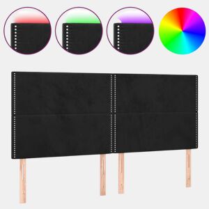 vidaXL Cabeceira de cama c luzes LED veludo 200x5x118128 cm preto