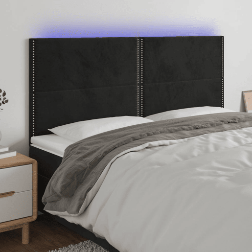 vidaXL Cabeceira de cama c luzes LED veludo 200x5x118128 cm preto vidaXL Cabeceira de cama c luzes LED veludo 200x5x118128 cm preto