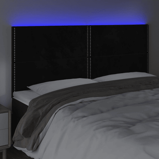 vidaXL Cabeceira de cama c luzes LED veludo 200x5x118128 cm preto vidaXL Cabeceira de cama c luzes LED veludo 200x5x118128 cm preto