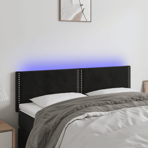 vidaXL Cabeceira de cama c luzes LED veludo 144x5x7888 cm preto vidaXL Cabeceira de cama c luzes LED veludo 144x5x7888 cm preto