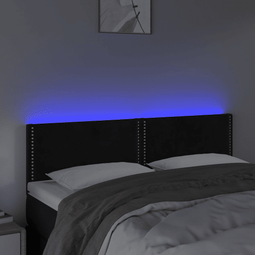 vidaXL Cabeceira de cama c luzes LED veludo 144x5x7888 cm preto vidaXL Cabeceira de cama c luzes LED veludo 144x5x7888 cm preto