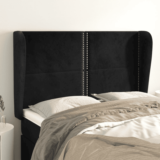 vidaXL Cabeceira de cama c abas veludo 147x23x118128 cm preto vidaXL Cabeceira de cama c abas veludo 147x23x118128 cm preto