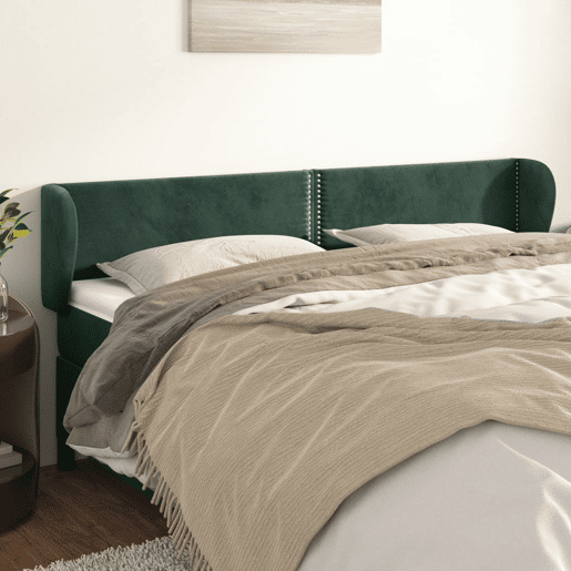 vidaXL Cabeceira de cama c abas veludo 203x23x7888cm verde-escuro vidaXL Cabeceira de cama c abas veludo 203x23x7888cm verde-escuro