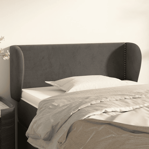 vidaXL Cabeceira de cama c abas veludo 103x23x7888cm cinzento-escuro vidaXL Cabeceira de cama c abas veludo 103x23x7888cm cinzento-escuro