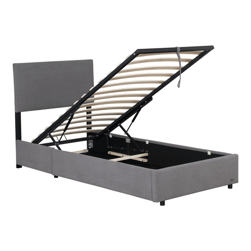 Cama estofada Juva cama individual com colchão e estrado de ripas rebatível 90 x 200 cm - Cinzento Corium