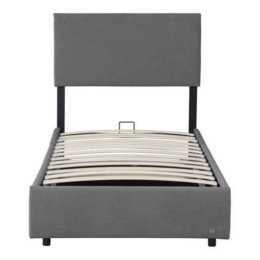 Cama estofada Juva cama individual com colchão e estrado de ripas rebatível 90 x 200 cm - Cinzento Corium