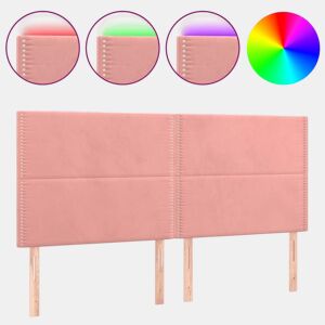 vidaXL Cabeceira de cama c luzes LED veludo 160x5x118128 cm rosa