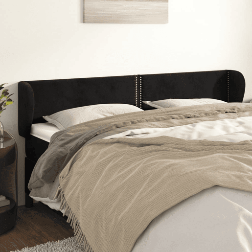 vidaXL Cabeceira de cama c abas veludo 183x23x7888 cm preto vidaXL Cabeceira de cama c abas veludo 183x23x7888 cm preto