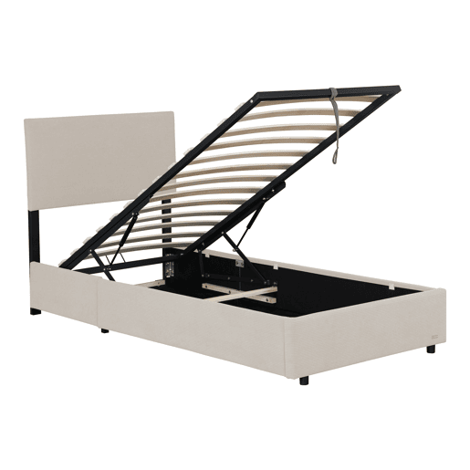 Cama estofada Juva Cord com estrutura de ripas 90x200 cm - Bege Corium