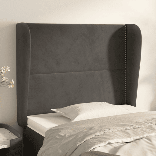 vidaXL Cabeceira cama c abas veludo 93x23x118128 cm cinzento-escuro