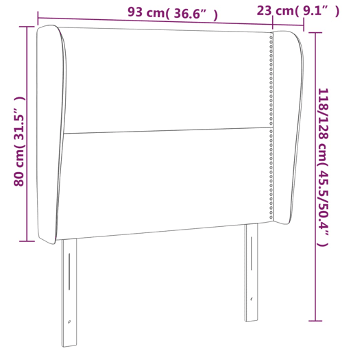 vidaXL Cabeceira cama c abas veludo 93x23x118128 cm cinzento-escuro