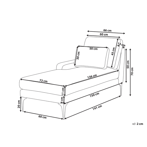 Beliani Chaise longue à direita Bouclé EWRON