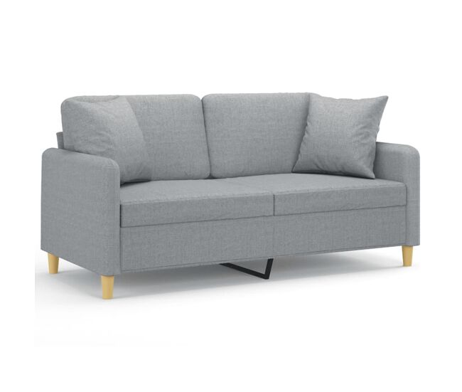 Vidaxl sofá de 2 plazas con cojines tela gris claro 140 cm