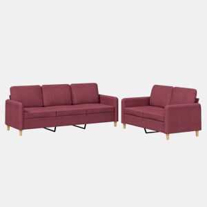 vidaXL 2 pcs conjunto de sofás com almofadões tecido vermelho tinto