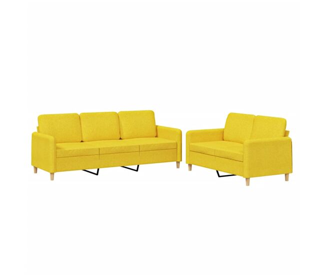 Vidaxl juego de sofás con cojines 2 piezas tela amarillo claro
