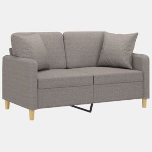vidaXL Sofá 2 lug. +almofadas decoração 120cm tecido cinza-acastanhado
