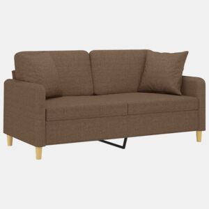 vidaXL Sofá 2 lugares + almofadas decorativas 140 cm tecido castanho