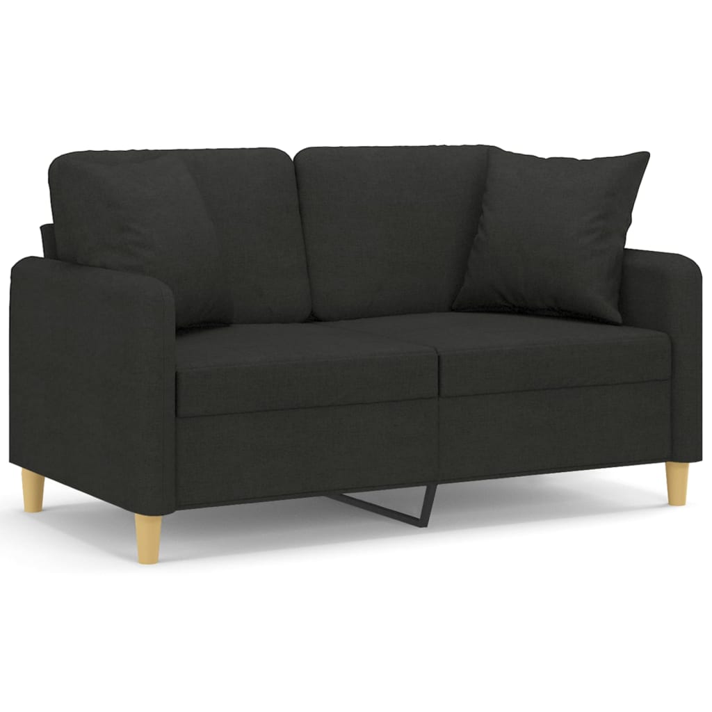 Vidaxl sofá de 2 plazas con cojines tela negro 120 cm