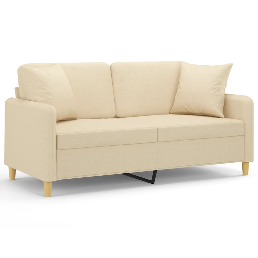 Vidaxl sofá de 2 plazas con cojines tela color crema 140 cm