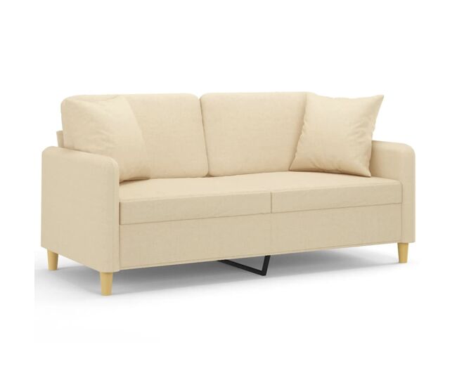 Vidaxl sofá de 2 plazas con cojines tela color crema 140 cm
