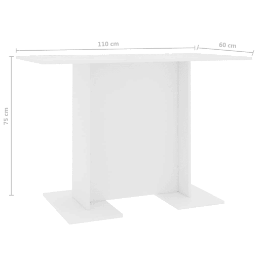 vidaXL Mesa de jantar 110x60x75 cm derivados de madeira branco vidaXL Mesa de jantar 110x60x75 cm derivados de madeira branco