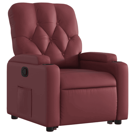 vidaXL Poltrona reclinável elevatória couro artificial vermelho tinto vidaXL Poltrona reclinável elevatória couro artificial vermelho tinto