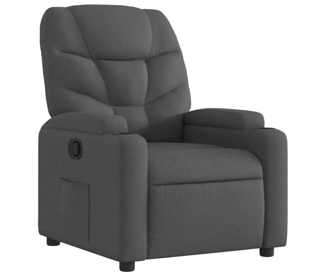 Vidaxl sillón reclinable de tela gris oscuro