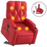 vidaXL Poltrona massagens reclinável elevatória couro artif. vermelho