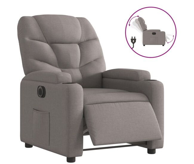 Vidaxl sillón reclinable eléctrico tela gris taupé