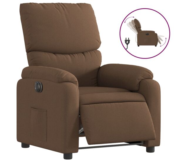 Vidaxl sillón reclinable eléctrico de tela marrón