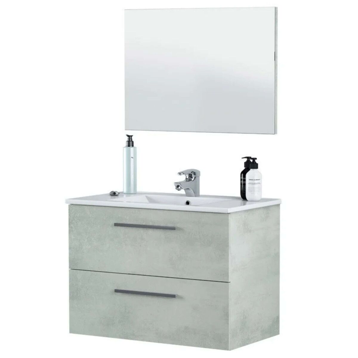 Pack de muebles de baño aruba en color cemento o blanco con mueble de baño, columna, espejo y lavamanos cerámico
