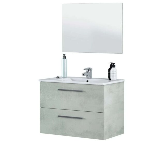 Pack de muebles de baño aruba en color cemento o blanco con mueble de baño, columna, espejo y lavamanos cerámico
