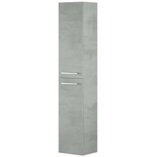 Conjunto de móveis de banheiro estilo industrial Aruba com armário de banheiro com pia, coluna e espelho, suspenso, na cor cimento