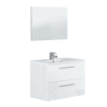 Pacote de móveis de banheiro Aruba White com armário de banheiro de parede (80 cm), coluna, espelho e pia de cerâmica