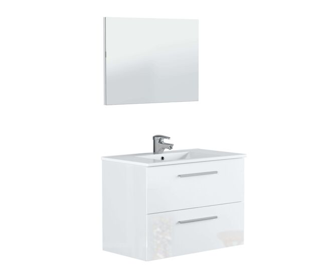 Pack de muebles de baño aruba en color cemento o blanco con mueble de baño, columna, espejo y lavamanos cerámico