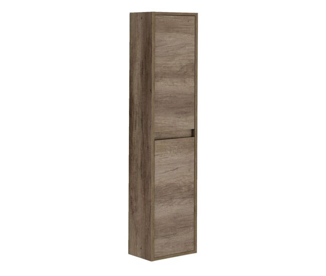 Pack de muebles de baño en color roble nordik formado por mueble de baño, espejo y lavabo cerámico (tamaño de la columna opcional)