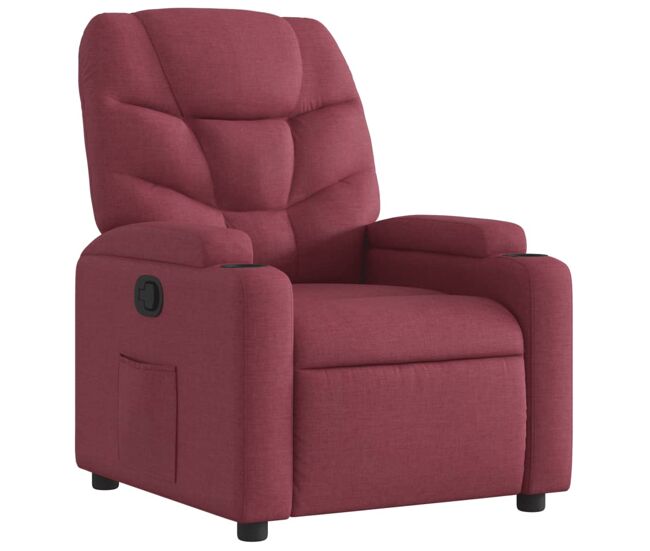 Vidaxl sillón reclinable de tela rojo tinto