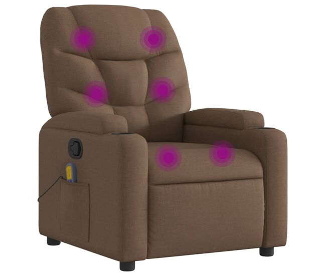 Vidaxl sillón reclinable con masaje de tela marrón