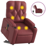 vidaXL Poltrona reclin. elevatória elétrica couro artif vermelho-tinto