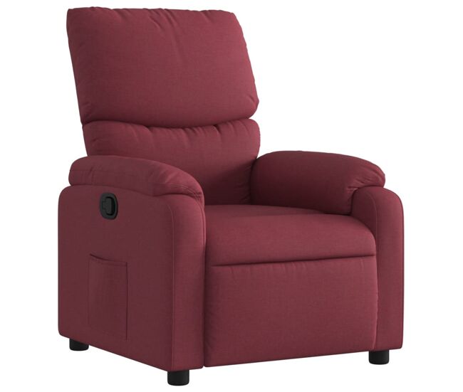 Vidaxl sillón reclinable de tela rojo tinto