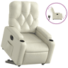 vidaXL Poltrona reclinável elevatória elétrica couro artificial creme