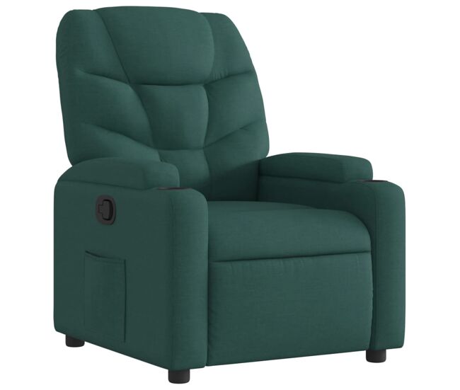 Vidaxl sillón reclinable de tela verde oscuro