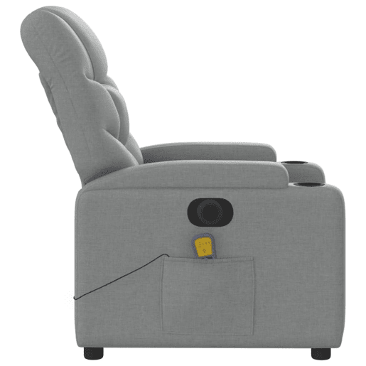 vidaXL Poltrona de massagens reclinável elétrica tecido cinzento-claro vidaXL Poltrona de massagens reclinável elétrica tecido cinzento-claro