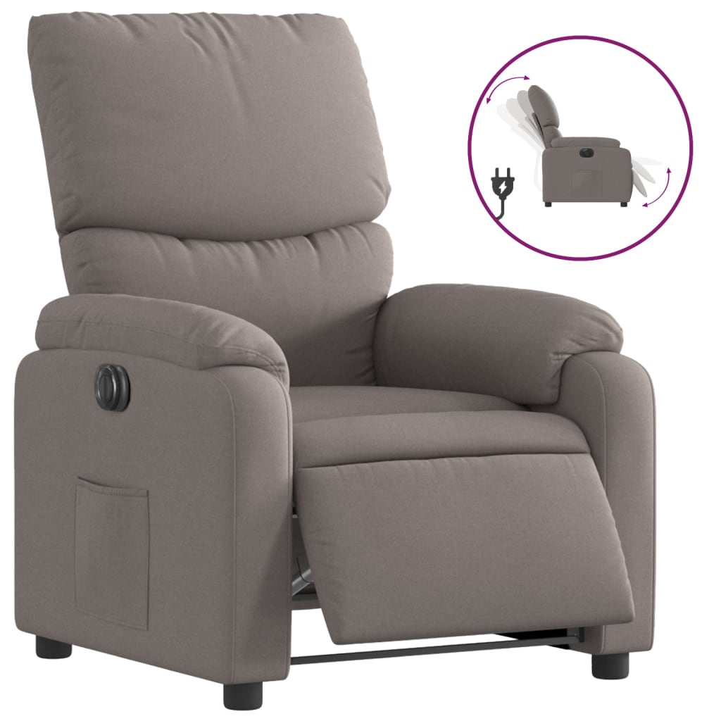 Vidaxl sillón reclinable eléctrico tela gris taupé