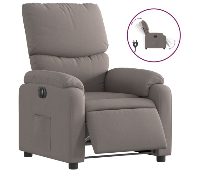 Vidaxl sillón reclinable eléctrico tela gris taupé