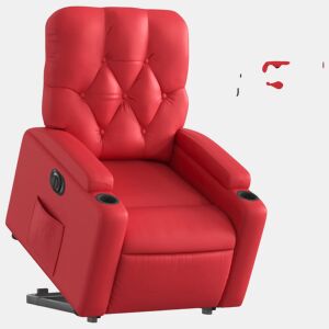 vidaXL Poltrona reclinável elevatória elétrica couro artif. vermelho