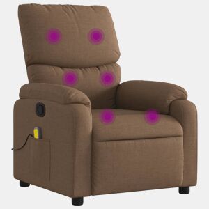 vidaXL Poltrona de massagens reclinável tecido castanho